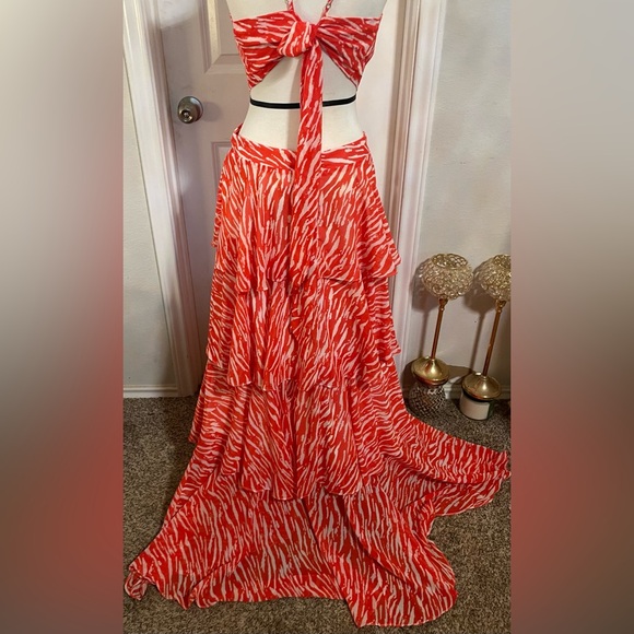 Fashion Nova Orange Tiered Maxi dress - Picture 6 of 9
